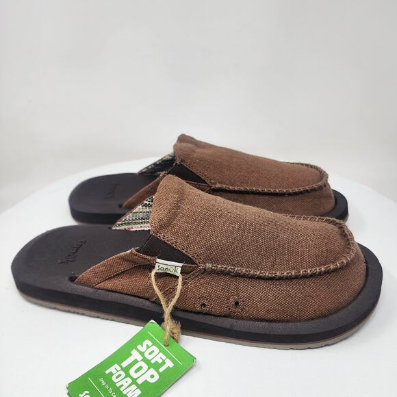 Sanuk You Got My Back St Hemp Men 8 Brown w/ Woven Blanket Lining 1127214 NWT - Picture 2 of 13